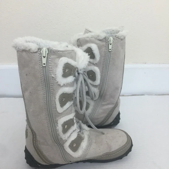 U.S. Polo Assoc Womens Faux Suede & Faux Lined Fur Lace Up Gray Boots - Picture 7 of 12